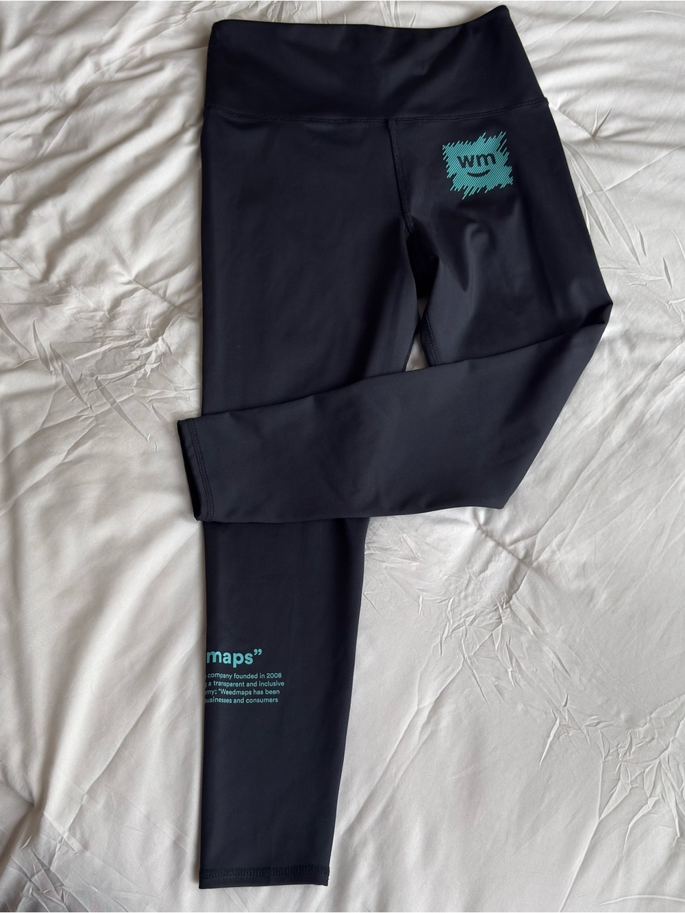 Weedmaps Black Active Leggings with Teal Logo